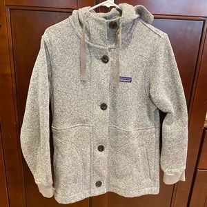 Grey Patagonia Hooded Fleece Long Jacket Women’s Small